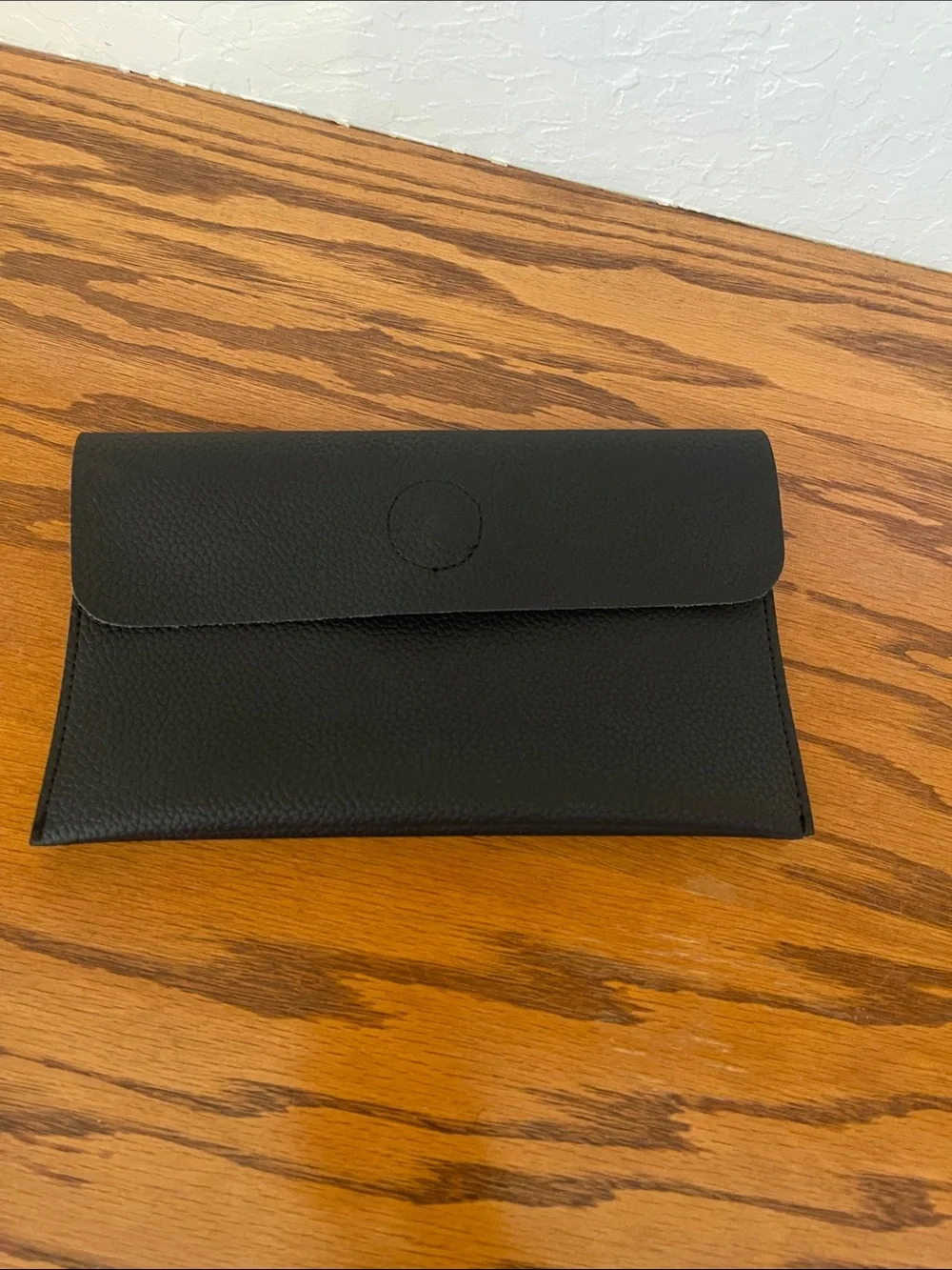 Minimalist Black pebbled Leather Envelope clutch wallet - Women Bags